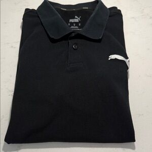 Puma Men's Polo Shirt in Black with White Logo